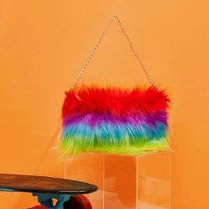 adorable colorful fluffy shoulder bag
